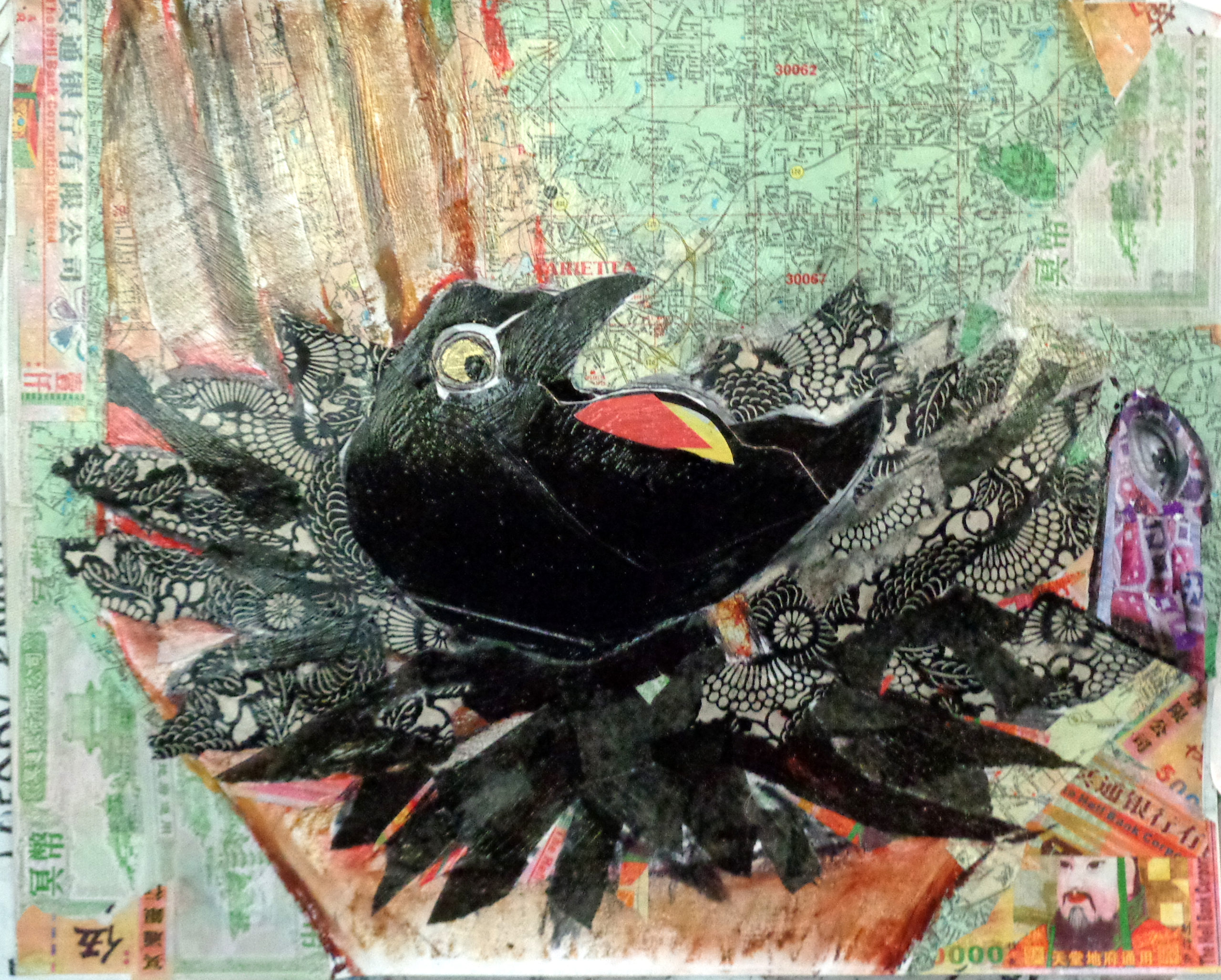 Surprises by Kathryn DeMarco, collage, 16 x 20